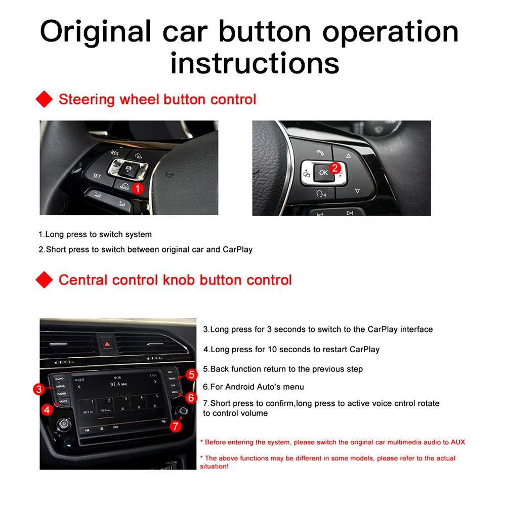 Suitable for Volkswagen Touareg/Golf7 Tiguan Touron Mib/Mib2 Wireless Carplay Android Auto