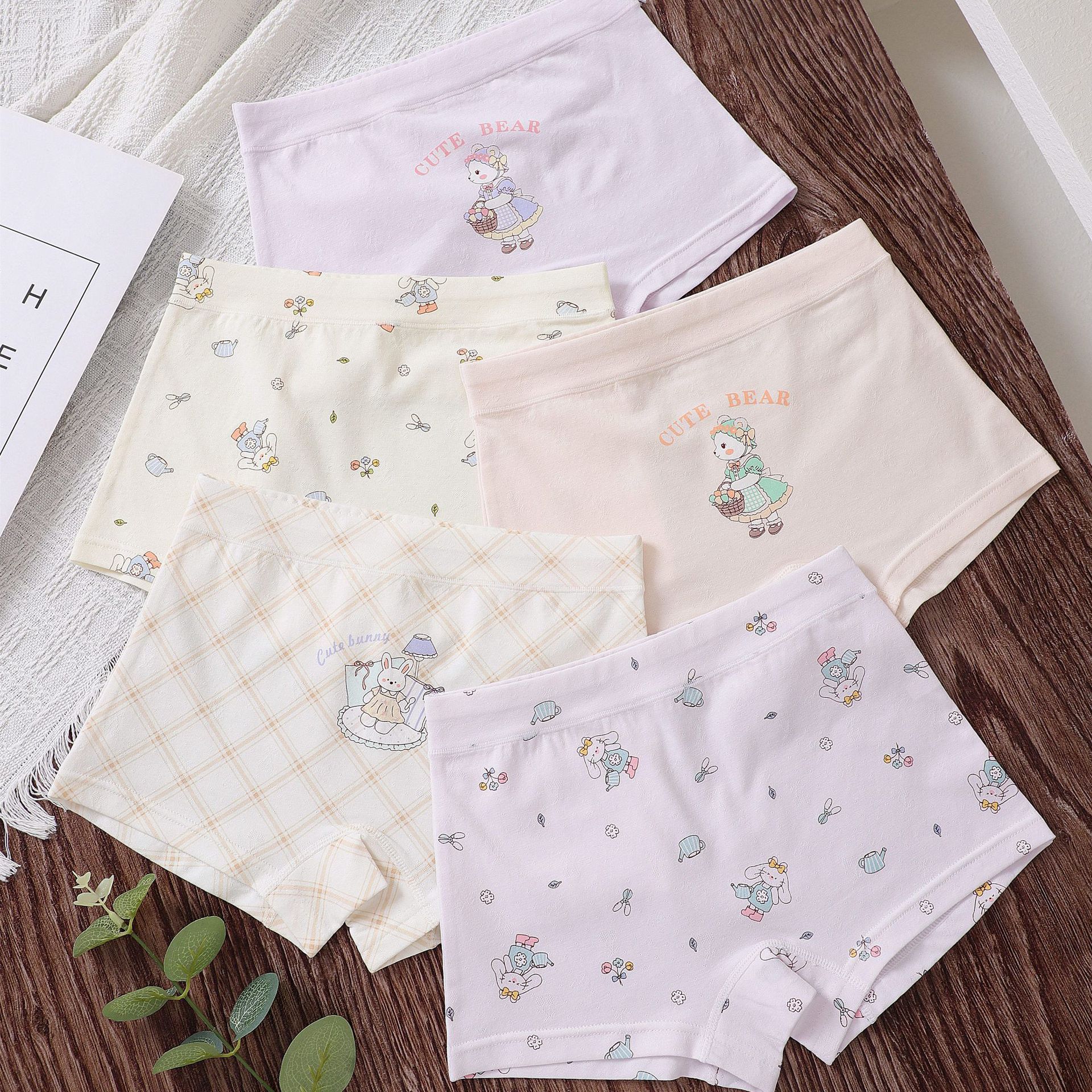 Various Cotton Mesh Designs Girls' Love-heart Boxer Briefs Children's...