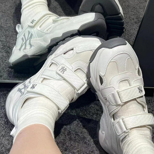 Putian Shoes High Version Mlb Sandals Velcro Beach Shoes Yankees Thick-Soled Sports Sandals Men's and Women's Casual Shoes