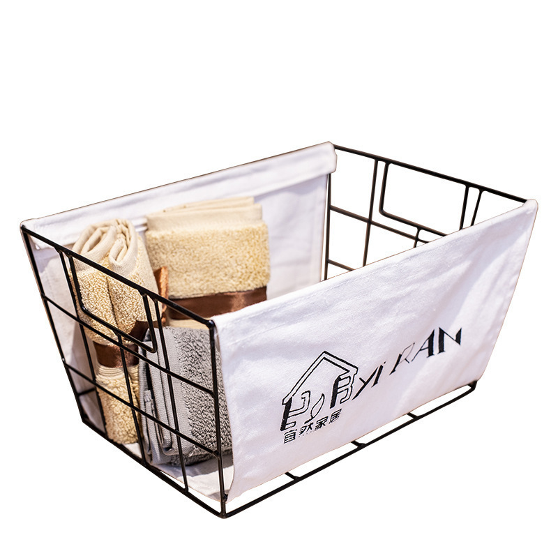 Ventas transfronterizas de fábrica de cestas de almacenamiento de hierro forjado directamente para cestas de almacenamiento de hierro forjado nórdicas pequeñas piezas de ropa sucia almacenamiento de cestas de ropa image 6