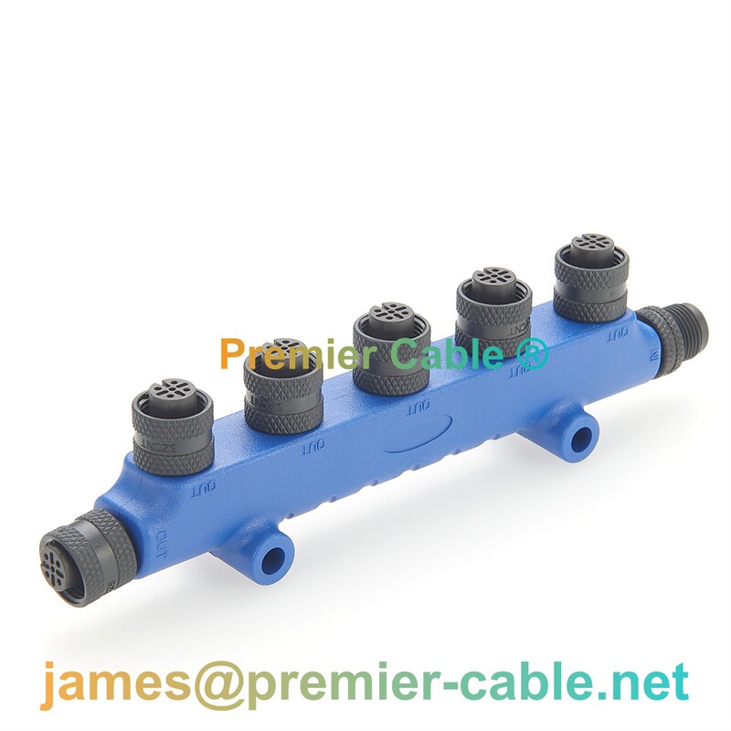 Canopen/Devicenet Universal M12 Five-Port T-Type Splitter 5-Way Distribution Connector a Coding