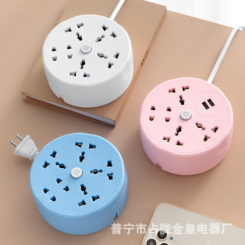 zócalo de almacenamiento USB con gancho colgante, enchufe de bobinado retráctil, enchufe de bobinado, disco giratorio, enchufe de disco redondo