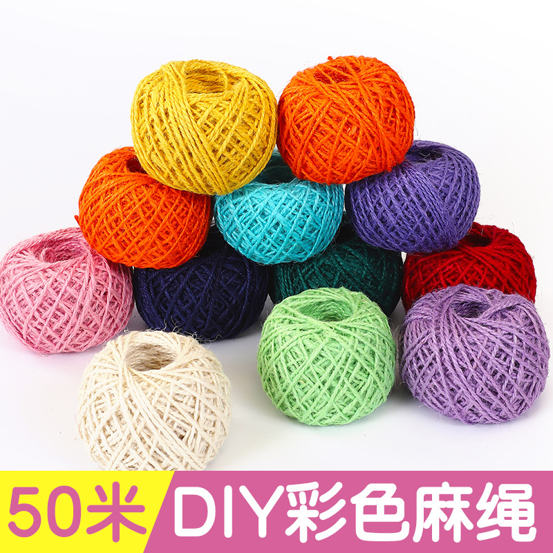 50 meters long colorful hemp rope braided rope handmade DIY thick hemp rope binding rope tag rope photo wall rope