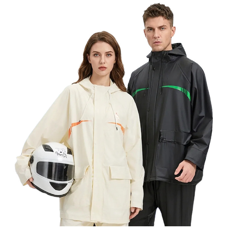 Raincoat and rainpants set for adults, separate pieces, long style, full-body rain protection for delivery riders, unisex cycling rainwear Raincoat and rainpants set for adults, separate pieces, long style, full-body rain protection for delivery riders, unisex cycling rainwear