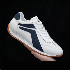 New 25 Men's Leather Surface Waterproof Casual Sports Shoes Trendy Matchable Allen Edmonds Style Anti-slip Wear-resistant White Men's Shoes