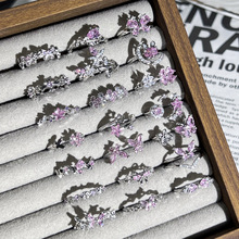 精致甜美少女心粉钻蝴蝶开口戒指女韩版气质时尚冷淡风百搭指环潮