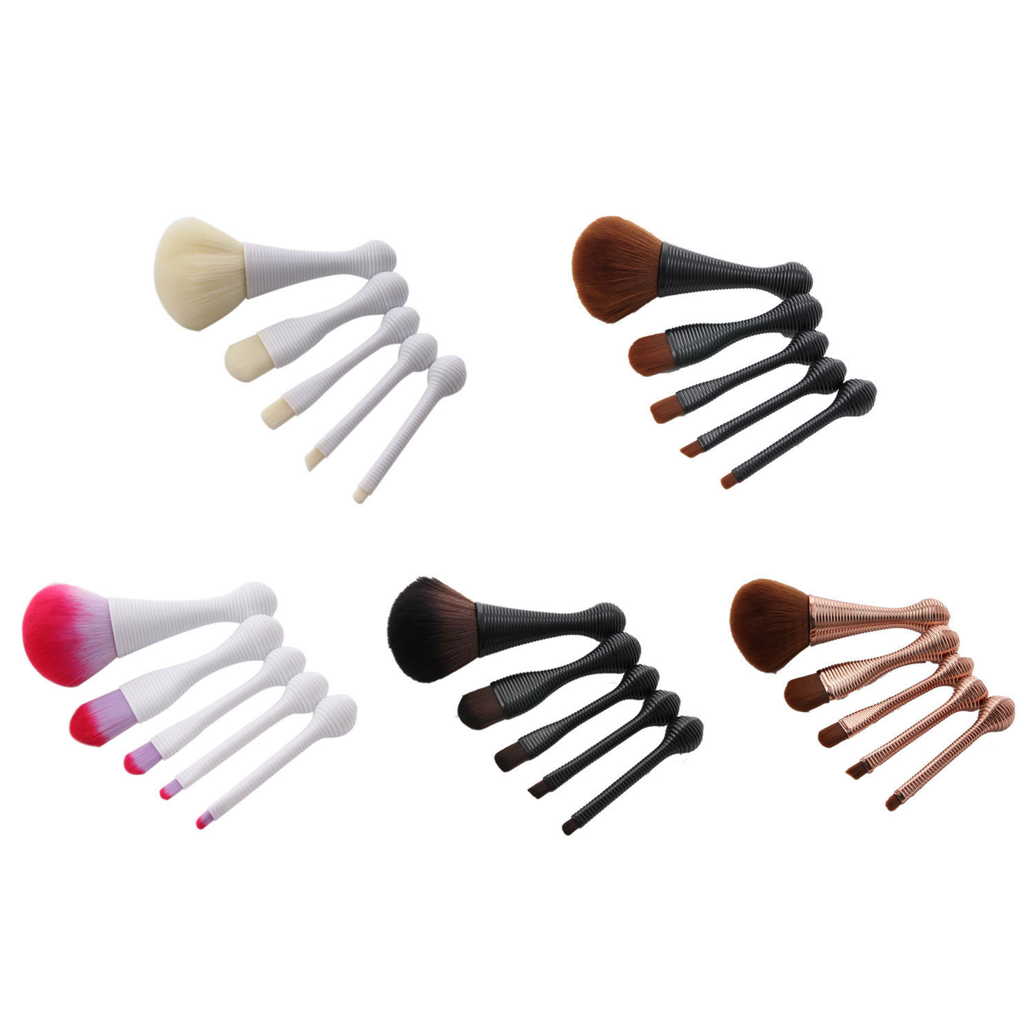 Vintage Style White Champagne Black Artificial Fiber Wooden Handle Plastic Handle Makeup Brushes 1 Set display picture 10