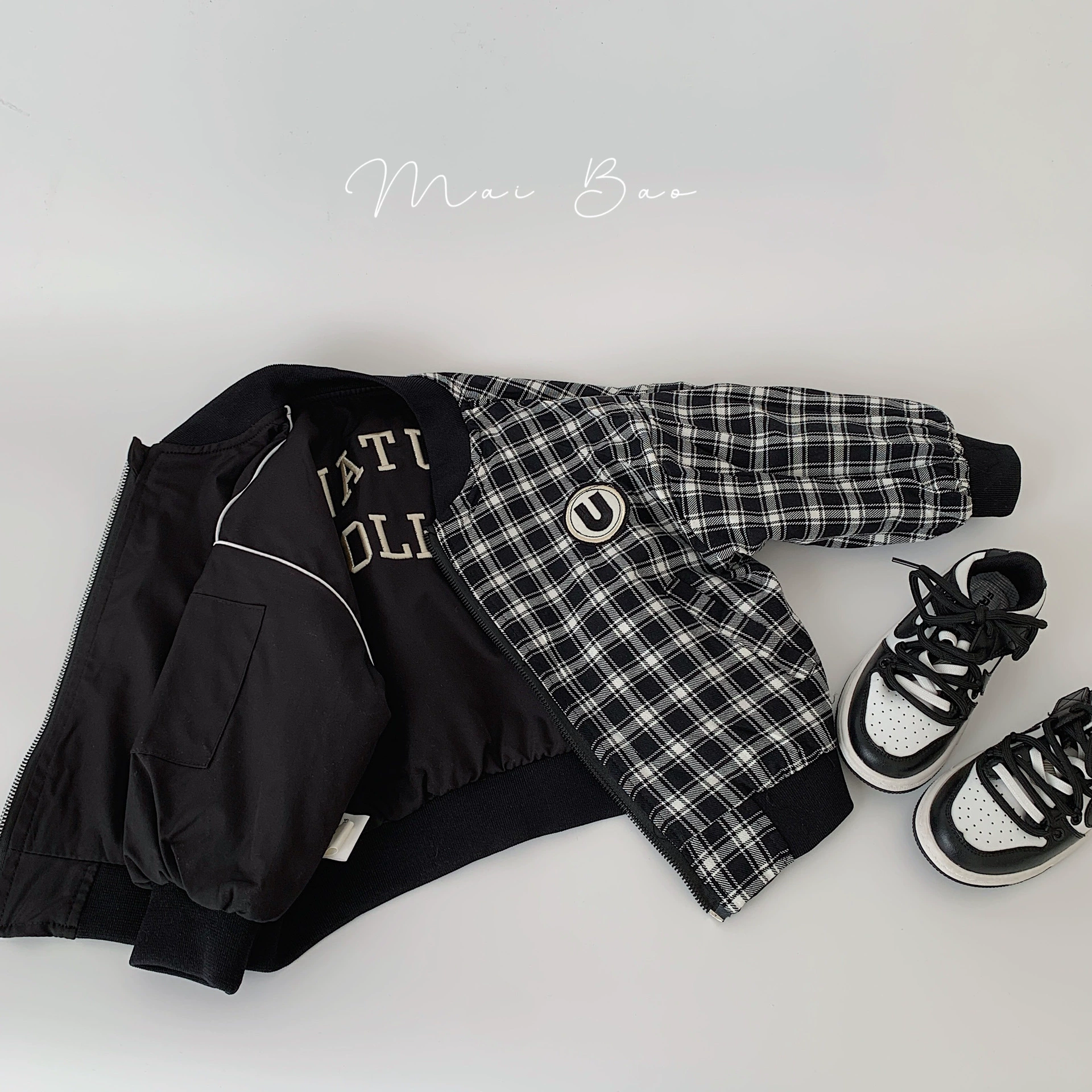 Maibao 2023, весенне-осенняя новая повседневная куртка, одежда для мальчиков и детей, двусторонняя куртка в западном стиле, красивые вышитые буквы