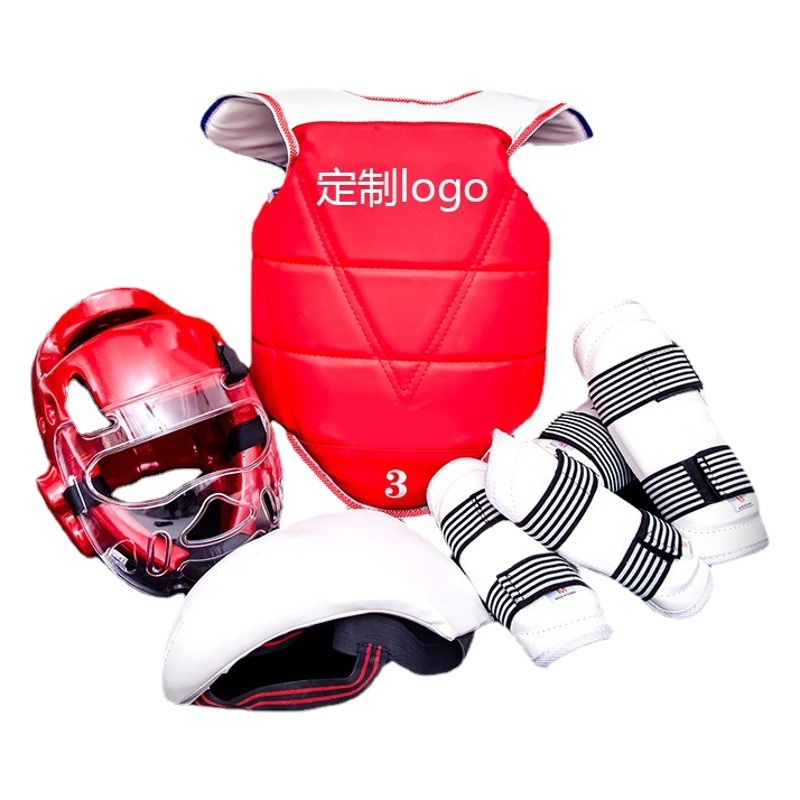 Taekwondo Protective Gear Set, Thickened Leg Guards, Boxing Actual Competition Adult Set, Fighting Protective Gear, Boxing Supplies