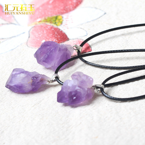 Natural Amethyst Bead Bracelet Single Loop Women's Jewelry Pendant Lavender Color Original Stone Crush Pendant Wholesale