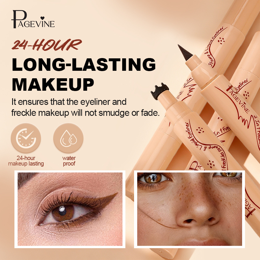Transfronterizo maquillaje de color PAGE VINE sello de dos cabezas pecas rápido secado impermeable punto punto de punto lápiz de línea de ojos impermeable sin manchas