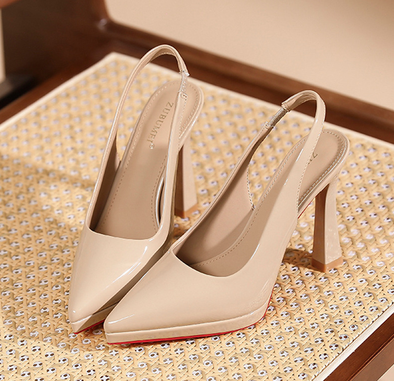 Sandal cao gót nữ mũi nhọn quai mảnh đế platform gót 10 cm — Màu da-10cm chi tiết 9