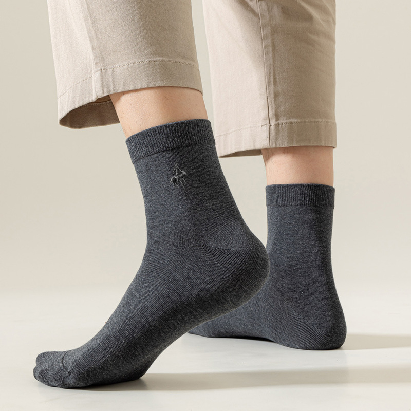 【Antibacterial and Anti-Pilling】 Business Mid-Calf Men's Socks, Simple and Stylish, for White-Collar Workers and Bosses, Sweat-Absorbent, Breathable, Embroidered Men's Socks 【Antibacterial and Anti-Pilling】 Business Mid-Calf Men's Socks, Simple and Stylish, for White-Collar Workers and Bosses, Sweat-Absorbent, Breathable, Embroidered Men's Socks