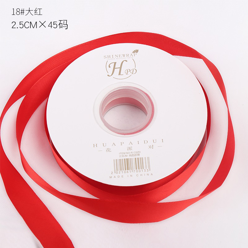 Brillante color sólido 1cm cinta material de embalaje de flores poliéster de alta densidad diy material de florista de pasteles hechos a mano