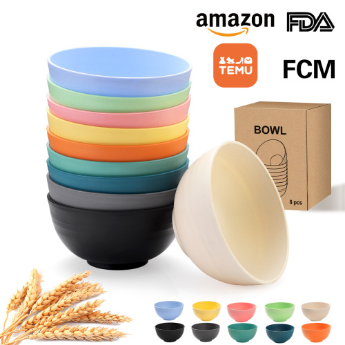 Small Wheat Straw Meal Bowl Simple Household Noodle Bowl Large Size Children's Durable Dropping Proof Bowl Set