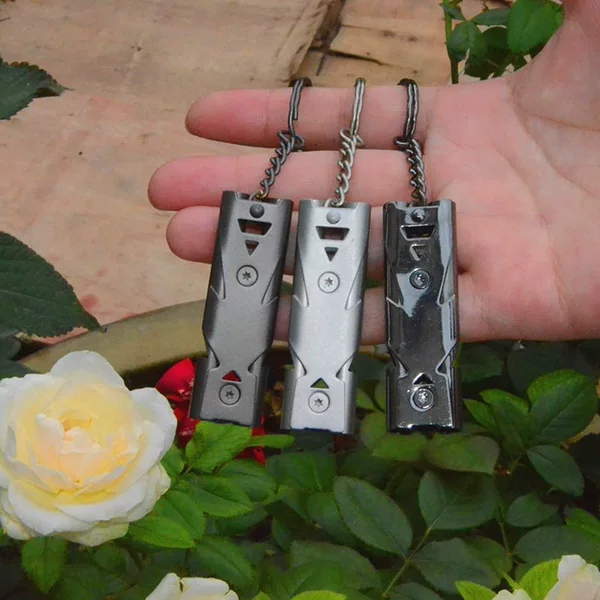 New Dual Frequency Whistle Boom Whistle Double Tube High Frequency Whistle Aluminum Alloy Metal Survival Whistle Outdoor Whistle