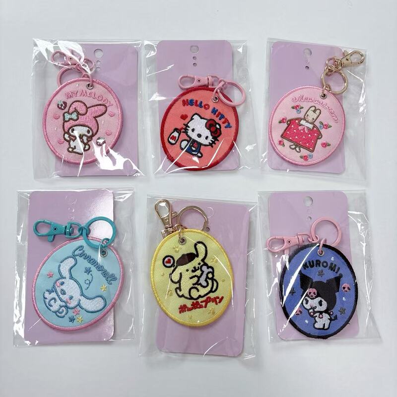 Japanese sanrio double-sided embroidery key chain pendant cartoon cute kitty kulomi bag pendant