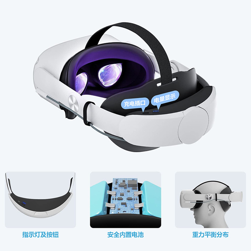 Meta Oculus Quest 2 3 accesorios Elite cabeza desgaste ajustable VR gafas recargables 10000mAh