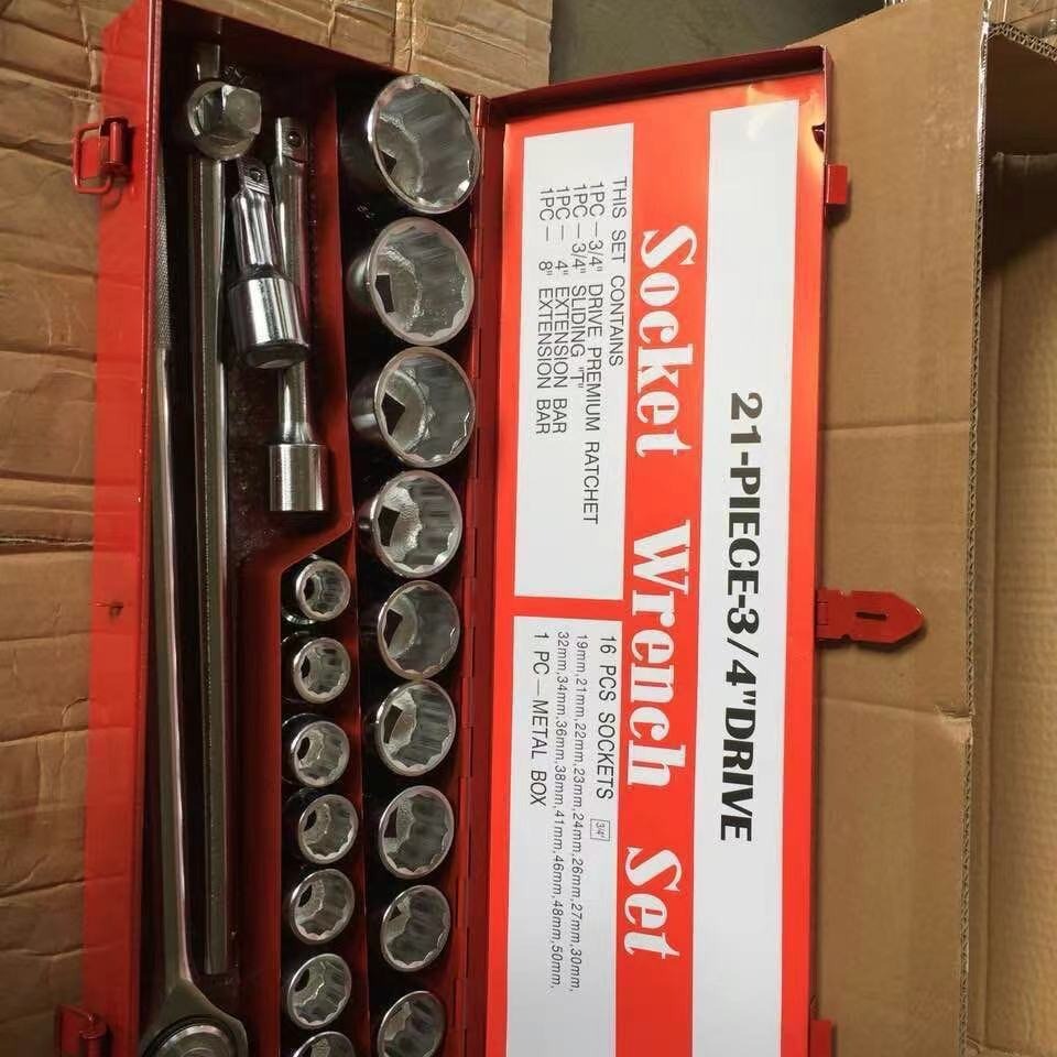 跨境重型套筒扳手 组套工具21pcs 3/4" Drive Socket Wrench  Set