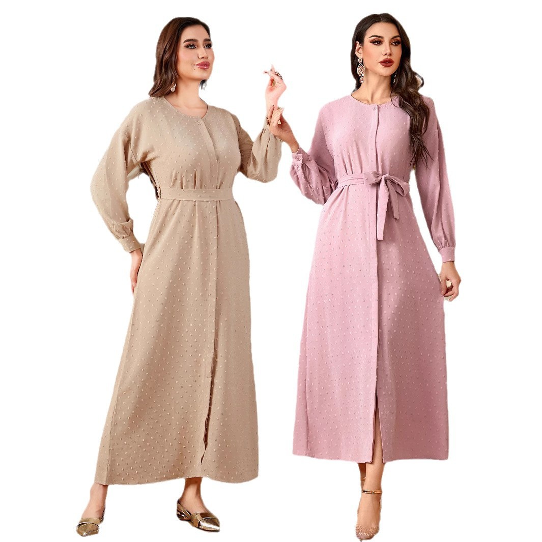 6620 국경 간 캐주얼 편안한 카디건 원피스 중동 아랍 롱 원피스