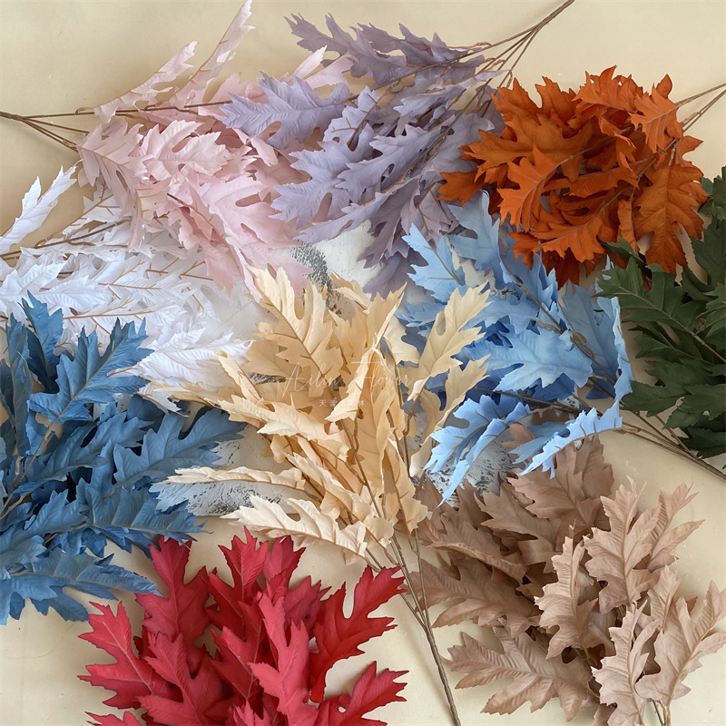 短枝把束加密橡树叶 地排插花装饰婚庆婚礼堂打底珊瑚叶小柚子叶