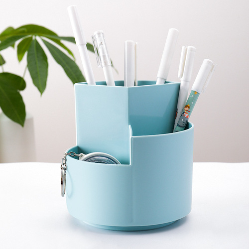 Children's Day rotating pen holder office student desktop pen storage box office storage three-hole makeup brush box