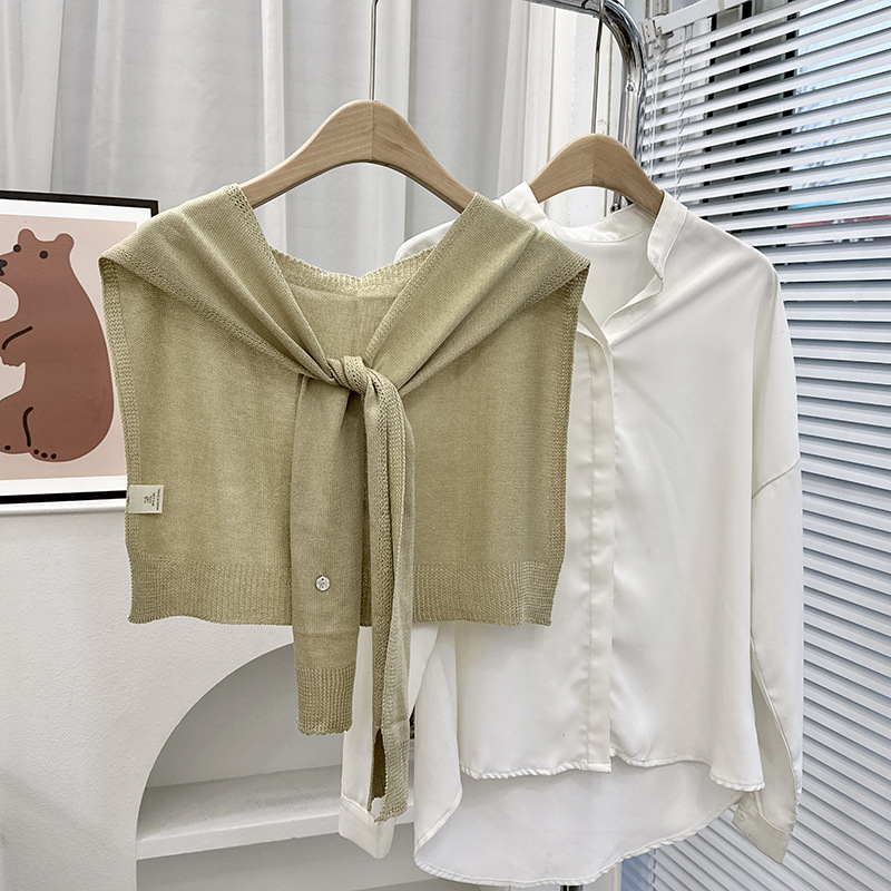 Nuevo estilo coreano Dongdamen sólido chale de punto para mujeres primavera y otoño con cardigans delgados de verano bufandas de nudos