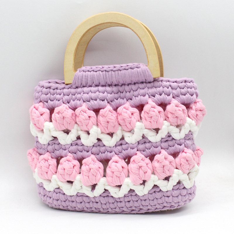 Línea de tela de bricolaje tejida a mano Bolso de tulipán Bolso de material Bolso para novias generosas y dulces