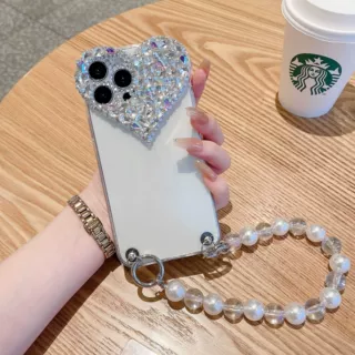 适用iPhone18手机壳爱心水钻16Promax苹果17保护套新款手环15创意