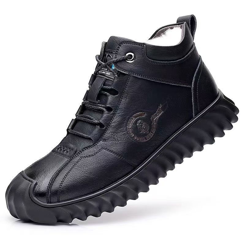 Invierno del noreste, prácticos nuevos zapatos de algodón para hombres más botas de nieve de algodón de caña alta y cálidas de terciopelo, zapatos de papá, botas Martin