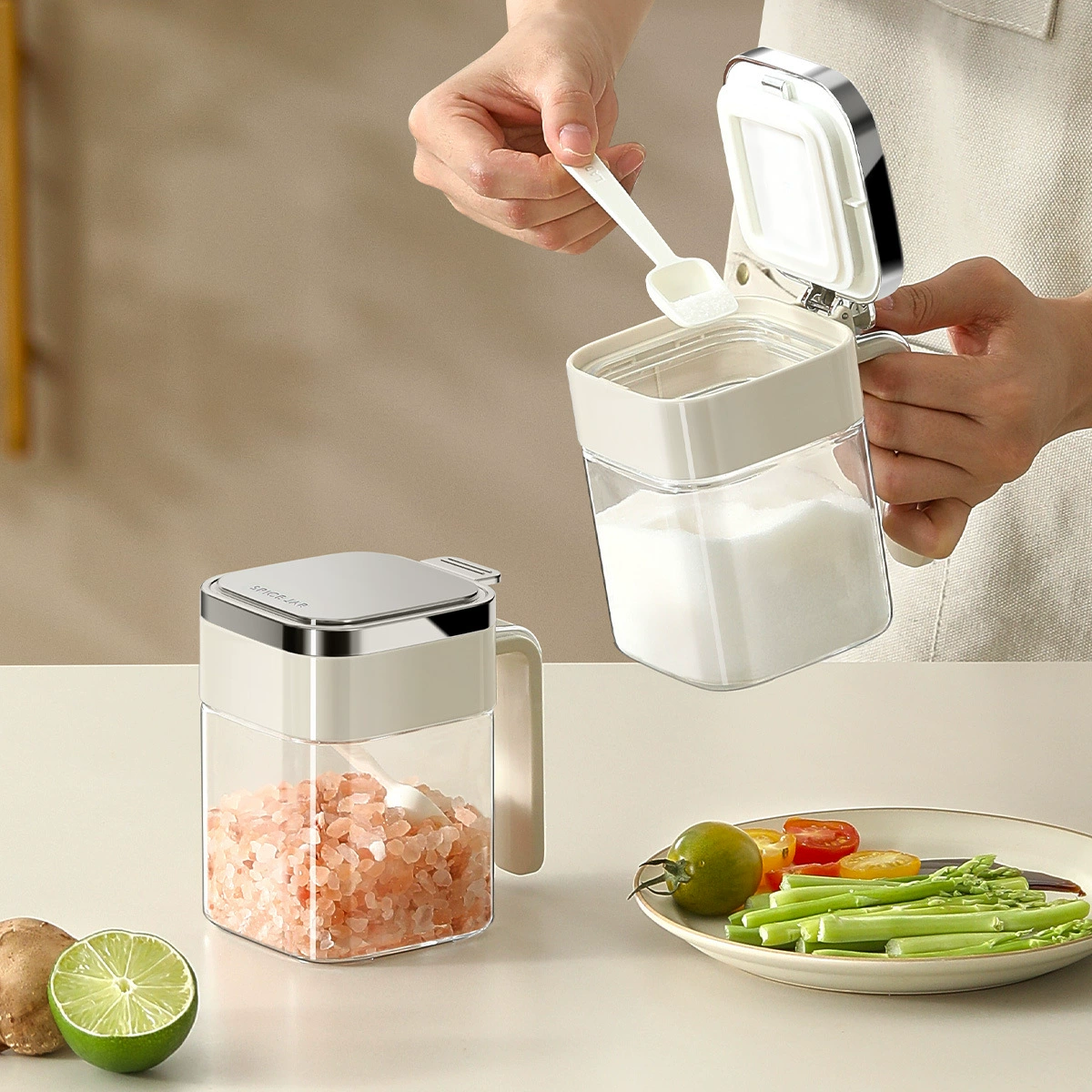 Герметичная коробка для приправ Бутылка для кухни Бытовая пища для хранения специй Солонка комбинированный набор стеклянный черный перец