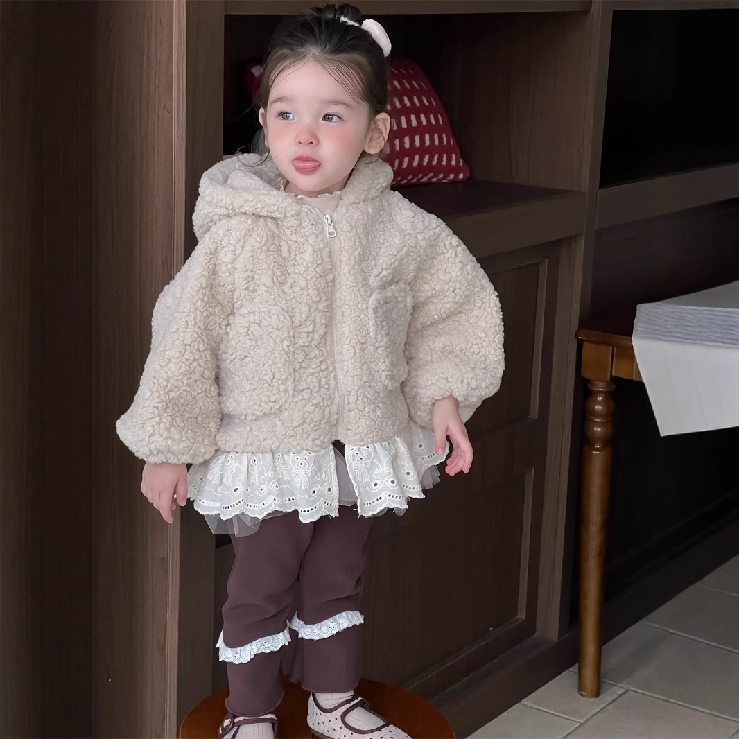 Baby invierno con ropa de terciopelo, ropa de bebé, ropa de invierno, ropa de niños coreana, ropa de niñas con pelo grueso, leggings