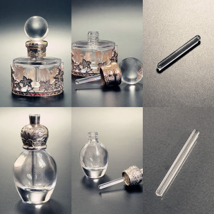 Middle East Style Electroplated Carved Essential Oil Bead Bottle Glass Rod Single and Double Round Head Transparent Glass Drop Stick Accessories