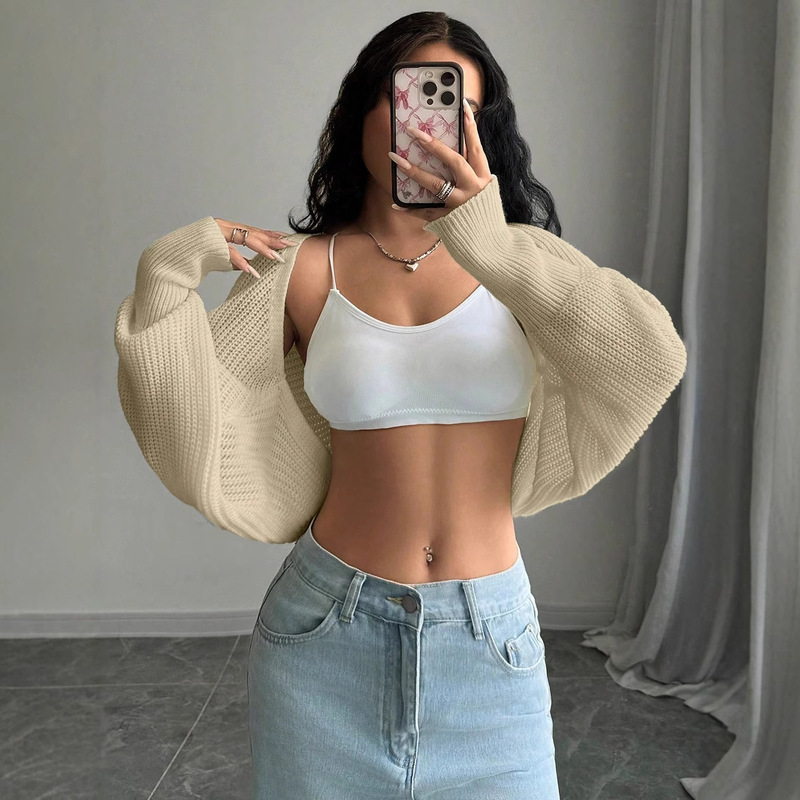 Sweater Cross-Border Amazon Outerwear Short Tops Foreign Trade European and American Style Spring and Autumn Loose Cardigan European and American Style Temperament