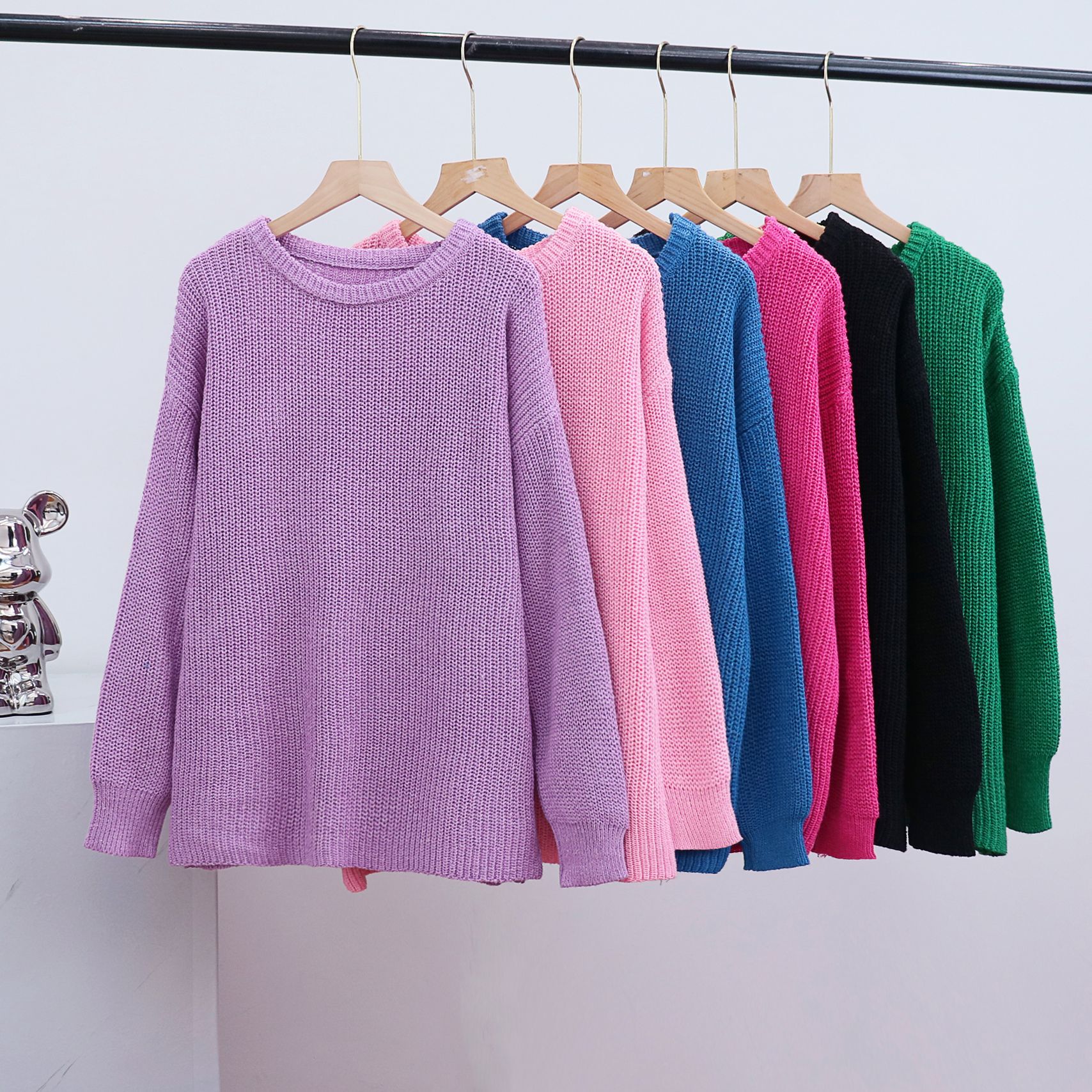 Women's Sweater Long Sleeve Sweaters & Cardigans Classic Style Solid Color display picture 4