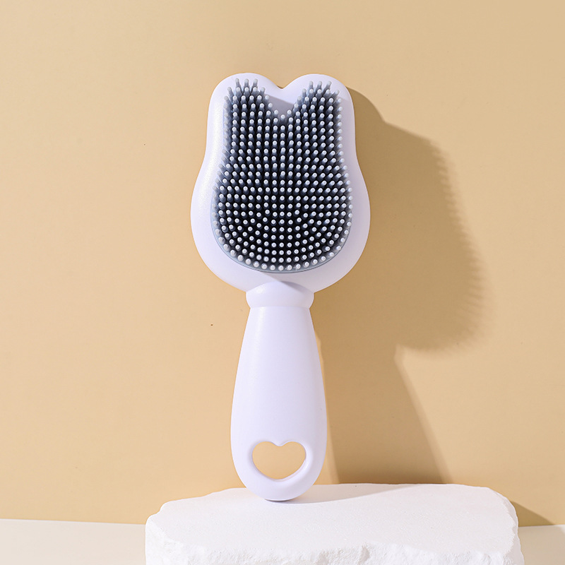 Cepillo de champú de silicona para bebés Cepillo de masaje para eliminar la suciedad de la cabeza del recién nacido de dibujos animados de conejito Cepillo de baño de limpieza para baño de bebé