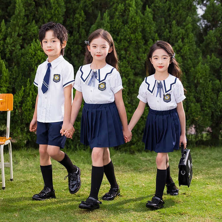 幼儿园园服夏季英伦风套装小学生班服六一合唱表演服儿童毕业班服