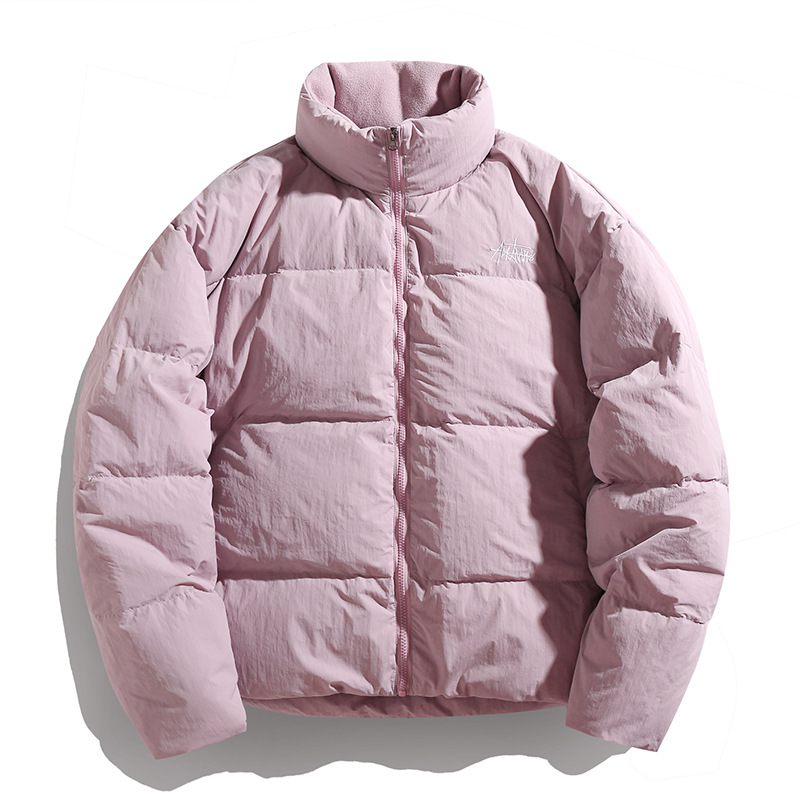 90 parejas de terciopelo chaqueta gruesa para hombres 2024 invierno nueva marca de moda bordado corto cuello alto chaqueta de pan q