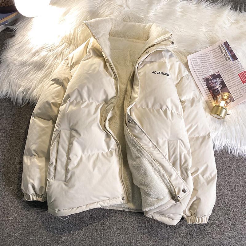 Invierno forrado de lana engrosada abrigo de algodón acolchado de los hombres de estilo coreano de moda nueva lana de cordero abrigo de algodón acolchado de estilo de Hong Kong suelta todo fósforo abrigo casual