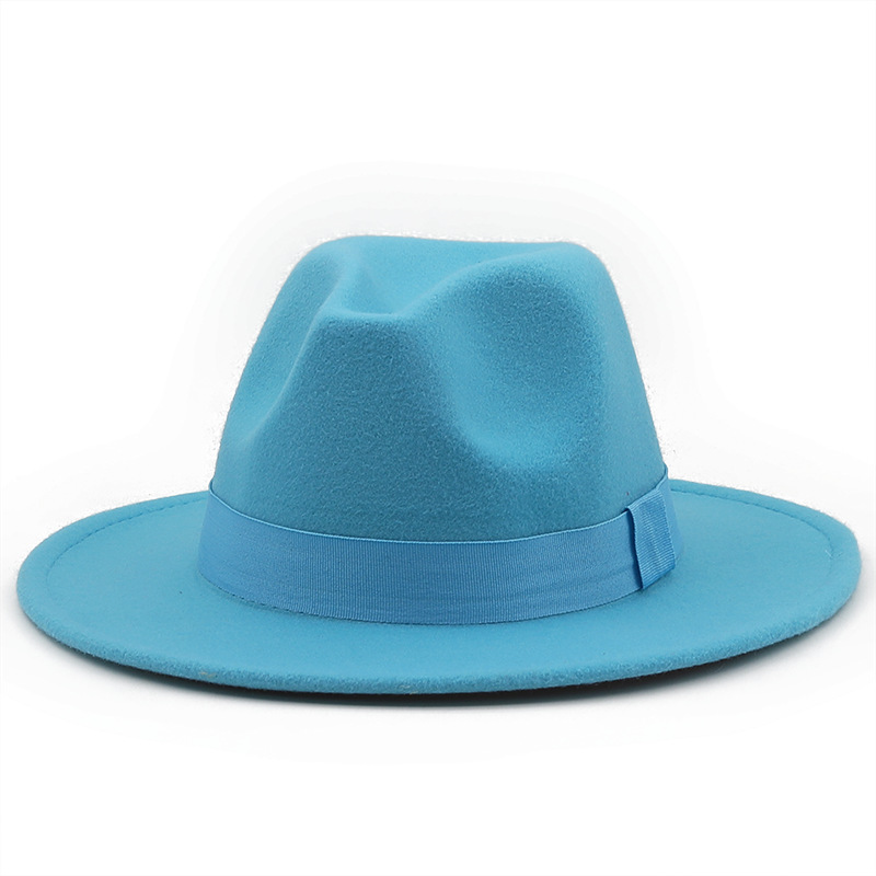 Chapeau De Jazz De Mode Simple Chapeau À Grand Bord Ruban Chapeau Haut De Forme Cachemire Couleur Unie Chapeau De Feutre display picture 2