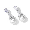 Earrings from pearl, zirconium for bride, light luxury style, micro incrustation