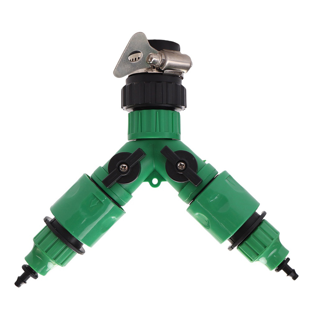 Junta de tubería de agua de jardín sistema de riego por goteo conector rápido grifo de agua automático riego de flores conector de manguera de tres vías tipo Y