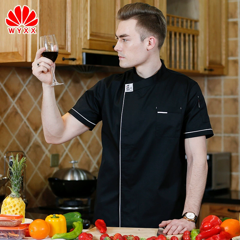 Комбинезоны для шеф-повара отеля Высококачественный мужской летний костюм с короткими рукавами и толстым плюс черный костюм для западного ресторана