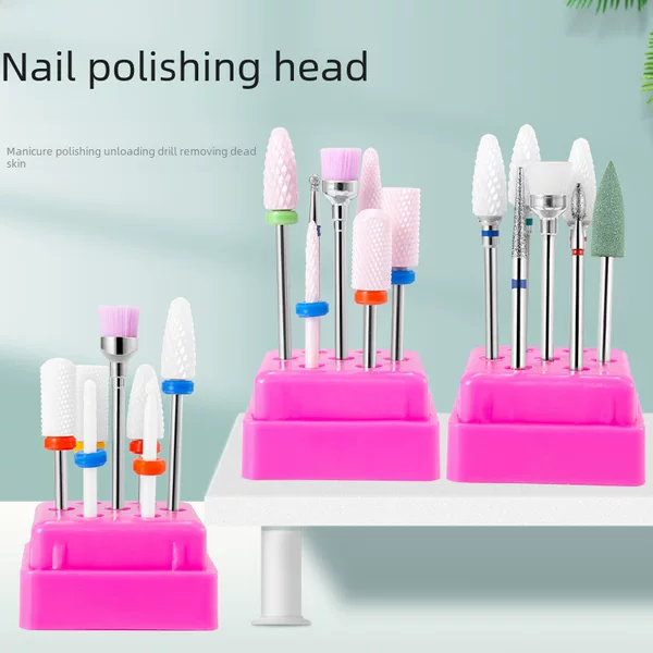 Grinding head nail art tungsten steel ceramic alloy 7 pieces suit pre-removal nail art polishing dead skin cleaning tool