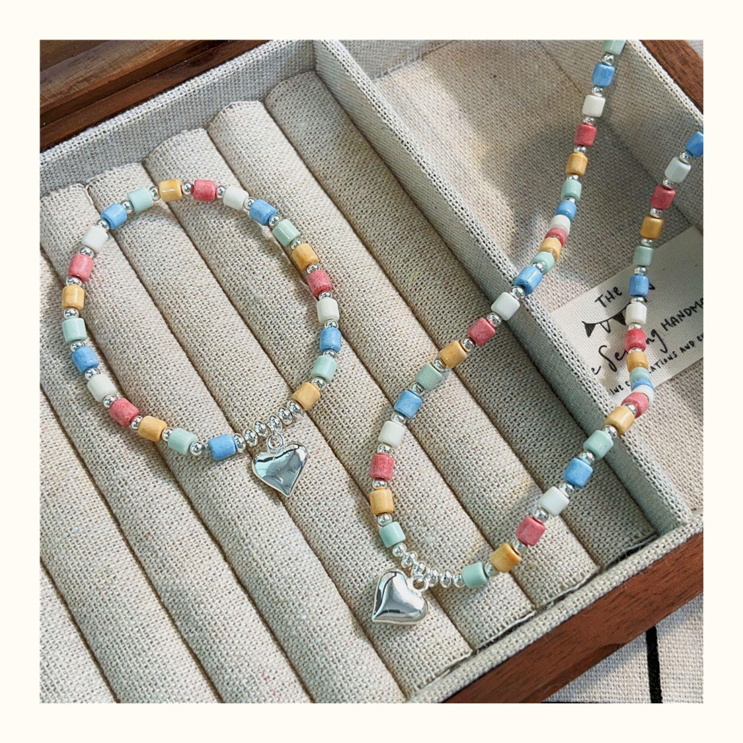 Sweet Heart Shape Beaded Beaded Women's Bracelets Necklace display picture 2