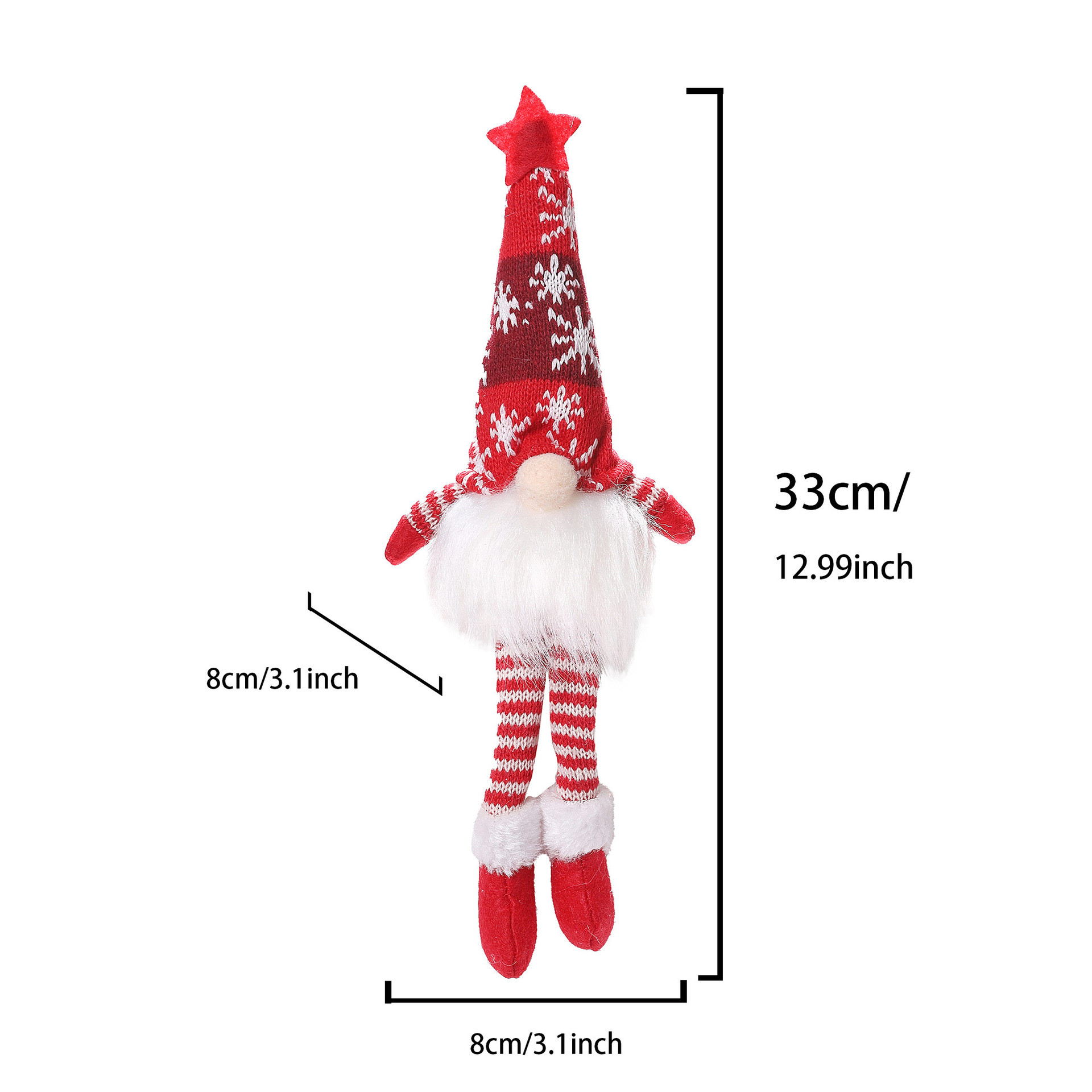 Decoraciones de Navidad copo de nieve sombrero de punto con lámpara Rudolph colgar piernas duendes muñecas muñecas muñecas adornos image 4