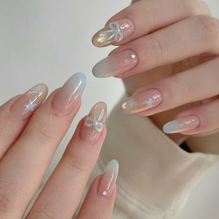 10-piece split-code net red ins explosion high-grade gradient butterfly pure desire atmosphere white hand-worn nail