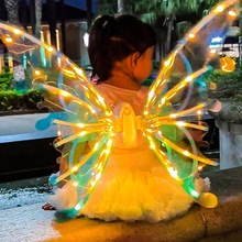 发光电动蝴蝶翅膀儿童玩具仙女天使背饰会动的羽翼小女孩礼物