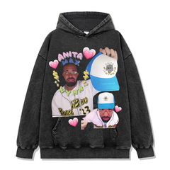 Cross-border American Drake Duck Anita Max Win Print Washed Round Neck Long Sleeve Loose Hoodie Sweatshirt Men