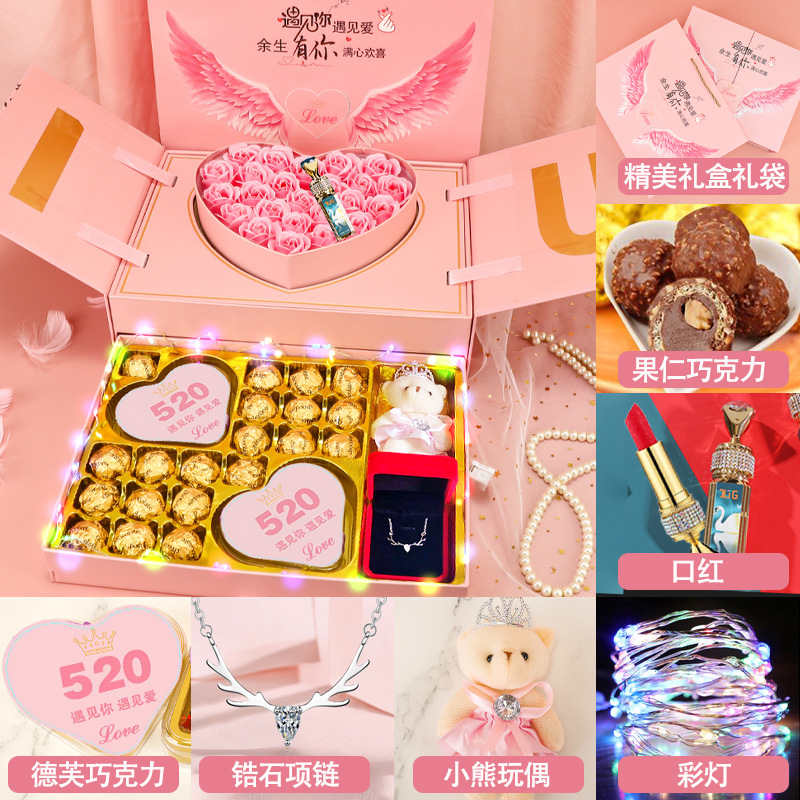 핑크 천사 리프팅 선물 상자-립스틱 목걸이